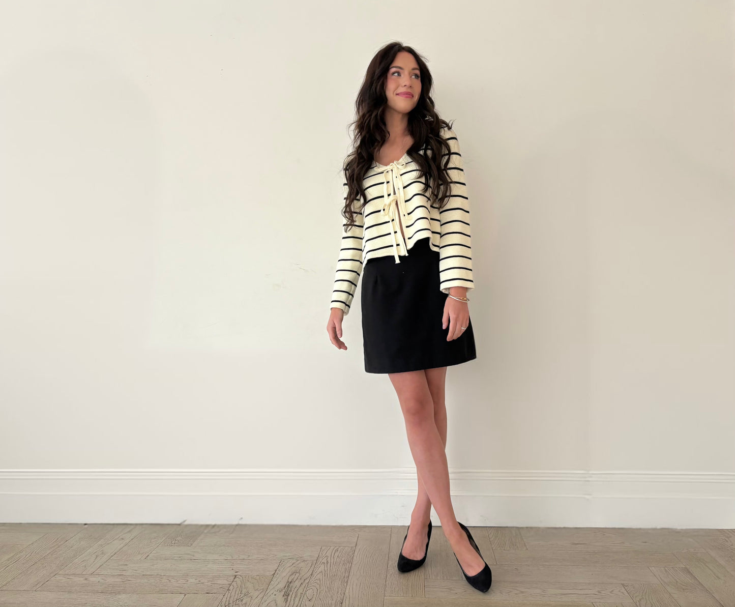 Striped Tie-Front Cardigan