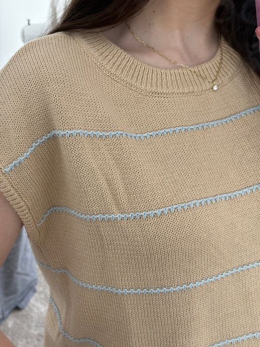 Stitch Detailed Stripe Sweater Top