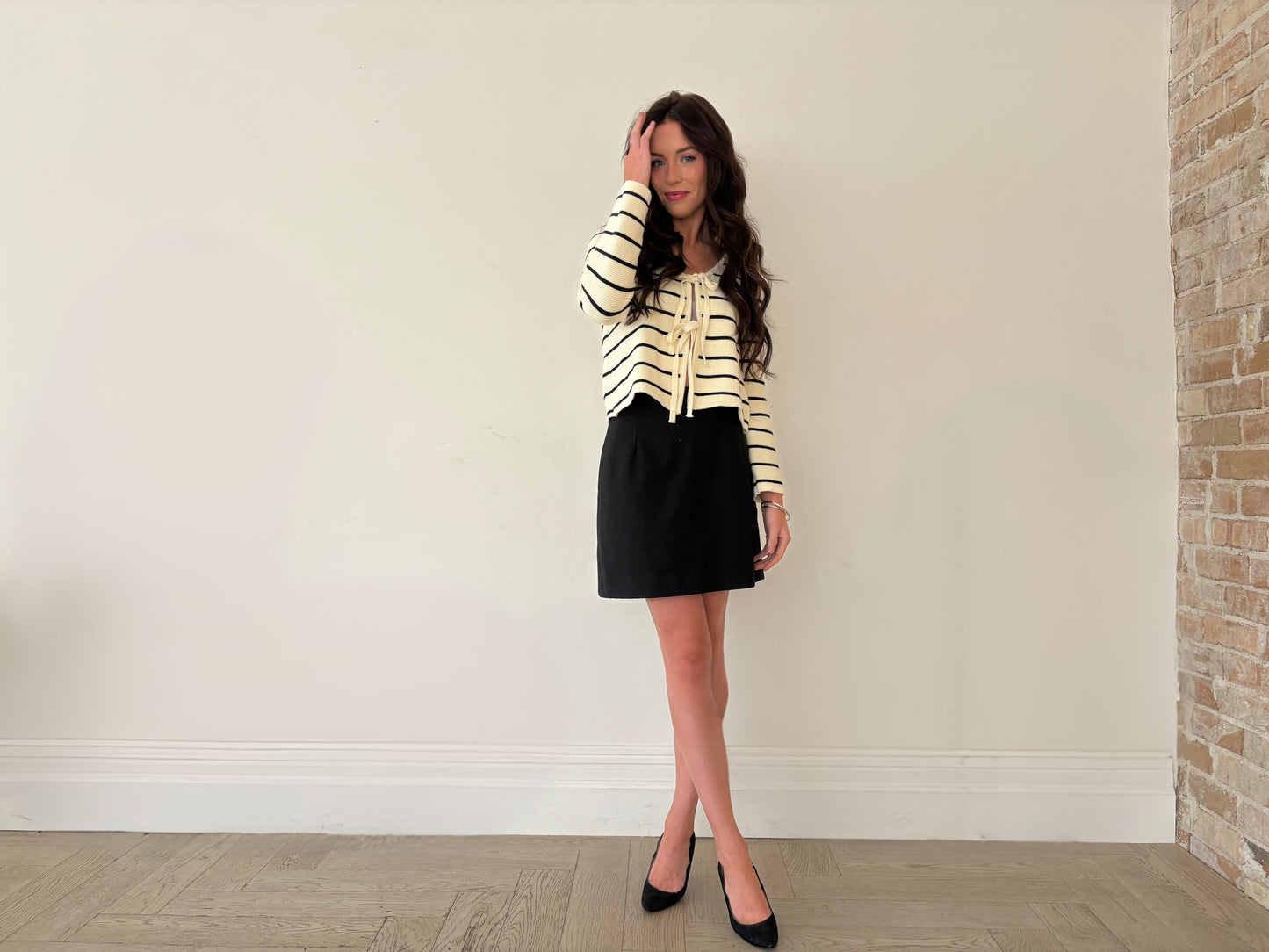 Striped Tie-Front Cardigan